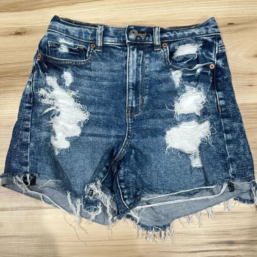 American Eagle Mom Shorts High Rise Distressed Women’s 2